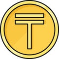 Kazakhstani tenge coin icon, currency of Kazakhstan