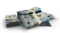 20000 Kazakhstani tenge notes isolated on white background