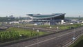 Russia, Kazan - May 18, 2018: Aerial view of Kazan Arena football stadium