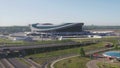 Russia, Kazan - May 18, 2018: Aerial view of Kazan Arena football stadium