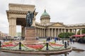 Kazan cathedral builing and statue at Saint Petersburg, Russia. Royalty Free Stock Photo