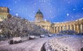 Kazan Cathedral in Saint Petersburg, Russia with snow Royalty Free Stock Photo