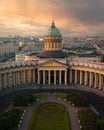 Kazan Cathedral Saint Petersburg Russia aerial view Royalty Free Stock Photo