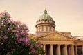 Kazan Cathedral at sunset St. Petersburg, Russia Royalty Free Stock Photo
