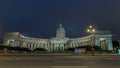 Kazan Cathedral Kazanskiy Kafedralniy Sobor in St. Petersburg during the White Nights in the summer timelapse hyperlapse Royalty Free Stock Photo