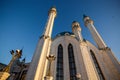 Kazan Kremlin, the Kul-Sharif mosque in the rays of sunset. Royalty Free Stock Photo