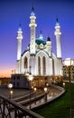 Kazan Kremlin at night, Tatarstan, Russia. Vertical view of Kul Sharif mosque Royalty Free Stock Photo