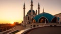 Kazan Kremlin at sunset, Tatarstan, Russia. Evening view of Kul Sharif mosque Royalty Free Stock Photo