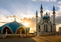 Kazan Kremlin at sunset, Tatarstan, Russia. Sunny view of Kul Sharif mosque Royalty Free Stock Photo