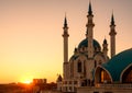 Kazan Kremlin at sunset, Tatarstan, Russia. Sunny view of Kul Sharif mosque