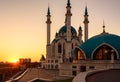 Kazan Kremlin at sunset, Tatarstan, Russia. Sunny view of Kul Sharif mosque