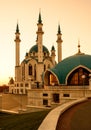 Kazan Kremlin at sunset, Tatarstan, Russia. Vertical sunny view of Kul Sharif mosque Royalty Free Stock Photo