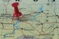Kazan pinned in a closeup map for football world cup 2018 in Russia Royalty Free Stock Photo