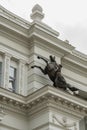 Kazan, Republic of Tatarstan, June 01, 2023. Sculpture on the building of the Ministry of Agriculture of Russia, Kazan