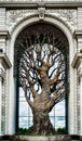 Kazan, Republic of Tatarstan, June 01, 2023. Tree sculpture on the building of the Russian Ministry of Agriculture