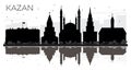 Kazan Russia City skyline black and white silhouette Royalty Free Stock Photo