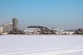 Kazanka river and Palace of single combats `Ak Bars`. Kazan, Russia