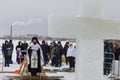 KAZAN, RUSSIA - JANUARY 19, 2017: Jesus Christ`s baptism holiday on kazanka river. Traditional winter bathing in center