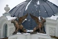 The winged leopard Ak Bars is the symbol of Tatarstan on the roof Palace of Farmers Royalty Free Stock Photo