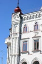 View of Kekin`s house on Gorky Street in the historical center of the city.Fragment of the facade of a building. Streets of Kazan, Royalty Free Stock Photo