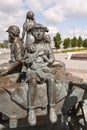 KAZAN, RUSSIA - JUNE 1, 2023: Close up of the kids on the monument to Kazan benefactor, the famous philanthropist of