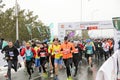 KAZAN, RUSSIA - 23, 2017: marathon runners at start. Kazan M