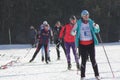 KAZAN, RUSSIA - MARCH, 2018: Participants of ski competitions run on ski-track Royalty Free Stock Photo