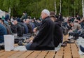 Kazan, Russia. May 20, 2022. A gray-haired elderly Muslim man at prayer