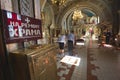 KAZAN, RUSSIA - MAY 11, 2018: Nikolsky Orthodox cathedral - Believers people in the Orthodox Church prays