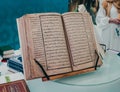 Kazan, Russia. May 19, 2022. Open pages of the Koran, the holy book for Muslims Royalty Free Stock Photo