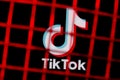 The logo of the social network TikTok behind bars. The concept of TikTok censorship and prohibition