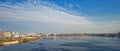 KAZAN, RUSSIA - OCTOBER 07, 2020: Panorama of Kazan, the river Kazanka and its banks Royalty Free Stock Photo