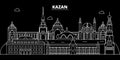 Kazan silhouette skyline. Russia - Kazan vector city, russian linear architecture, buildings. Kazan travel illustration Royalty Free Stock Photo
