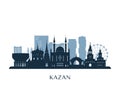 Kazan skyline, monochrome silhouette.
