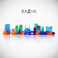 Kazan skyline silhouette in colorful geometric style.