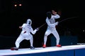 Fight at a fencing competition