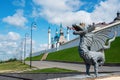 Kazan, Tatarstan, Russia-June 1, 2023 Kazan Dragon. Kazan Kremlin in summer. The main tourist attraction of Kazan, a