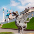 Kazan, Tatarstan, Russia-June 1, 2023 Kazan Dragon. Kazan Kremlin in summer. The main tourist attraction of Kazan, a