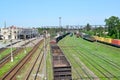 Kazatin, Ukraine. Cargo compositions at railway station Royalty Free Stock Photo