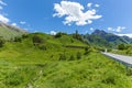 Kazbegi and military Georgian road Royalty Free Stock Photo