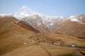 Kazbek (5033 m), is one of the highest and most beautiful and most visited mountains of Caucasus. Royalty Free Stock Photo