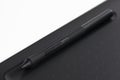 Kazo-shi, Japan 22.04.2020: Pen tablet Wacom Intuos M Wacom logo close up