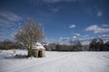 Kazun, a traditional drywall shelter under the snow Royalty Free Stock Photo