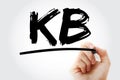 KB - Knowledge Base acronym with marker, technology concept background