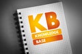 KB - Knowledge Base acronym on notepad, technology concept background Royalty Free Stock Photo
