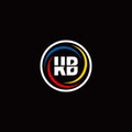 KB monogram logo isolated on circle shape with 3 slash colors rounded Royalty Free Stock Photo