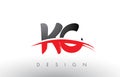 KC K C Brush Logo Letters with Red and Black Swoosh Brush Front