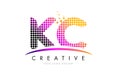 KC K C Letter Logo Design with Magenta Dots and Swoosh