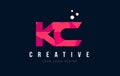 KC K C Letter Logo with Purple Low Poly Pink Triangles Concept