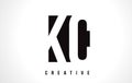 KC K C White Letter Logo Design with Black Square.